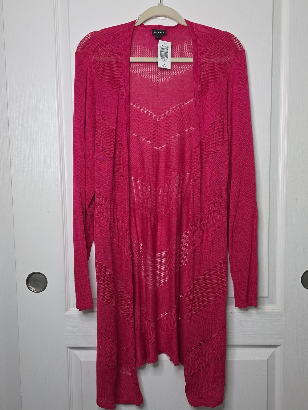 Torrid Plus Size 2 2X 18 Open Front Lightweight Long Cardigan Pink Sweater NWT